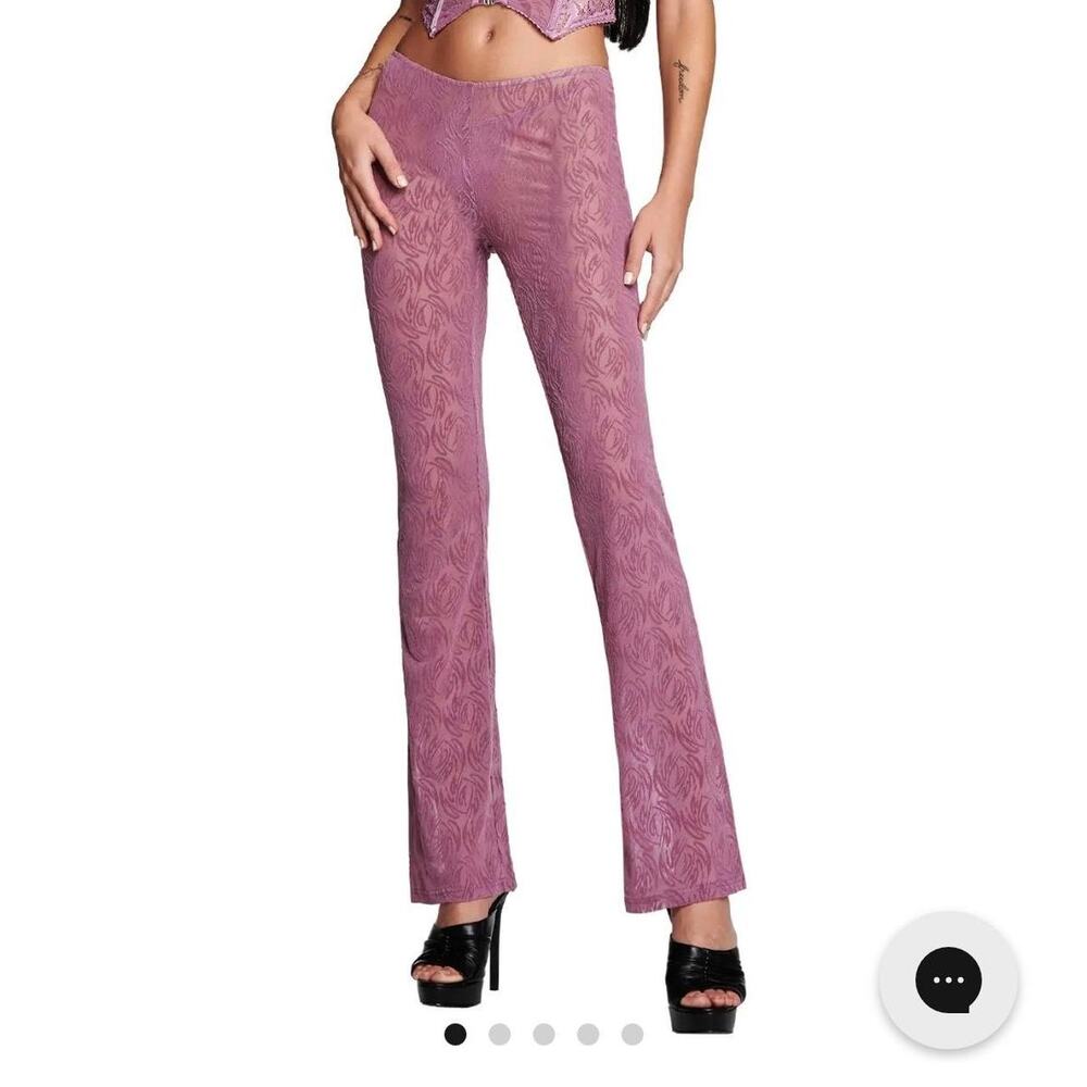 I.AM.GIA Sheer Mech Burnout Y2K Lavender Low-rise Flare Pants Size XS